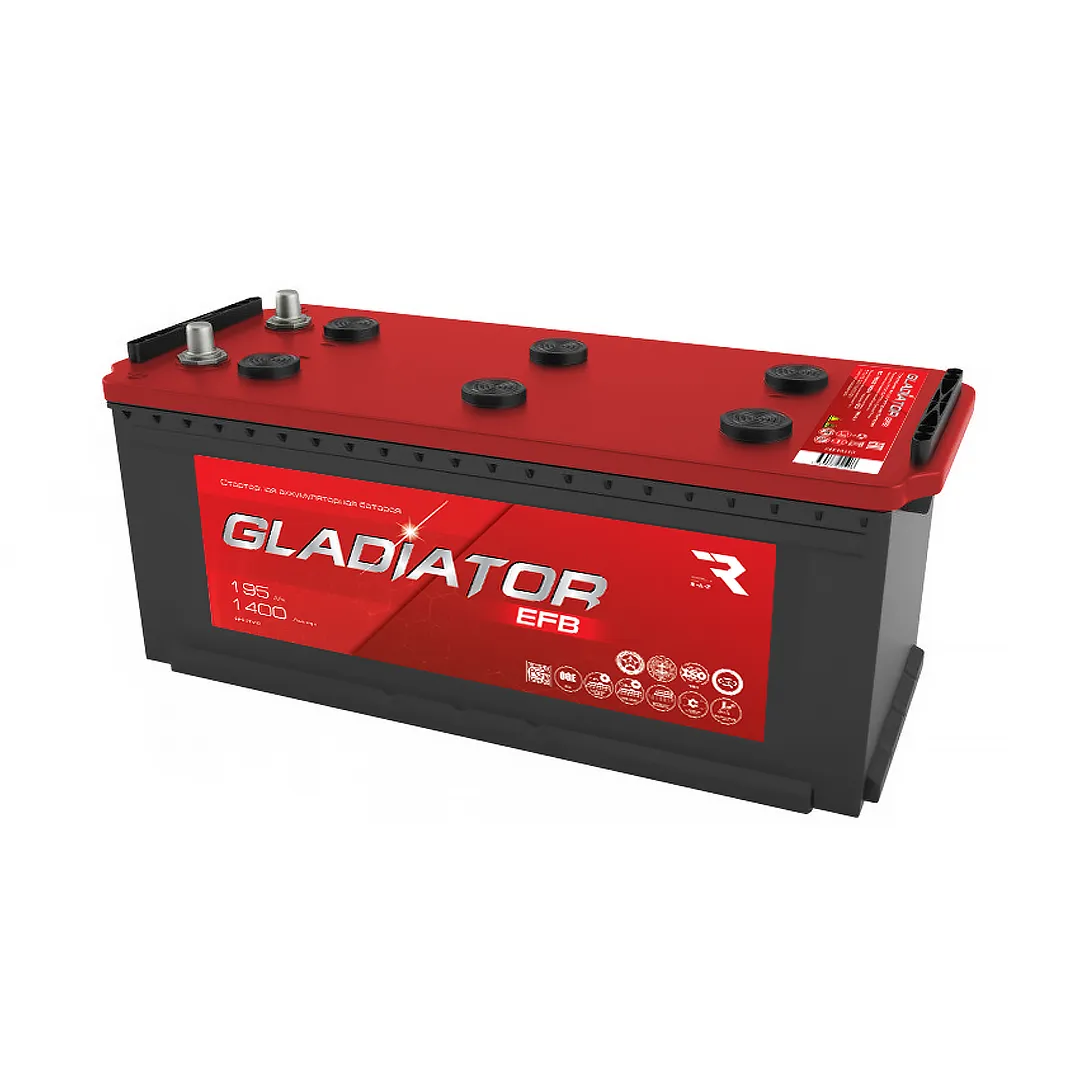 Аккумулятор GLADIATOR EFB 6CT 12В 195Ач 1400А + справа