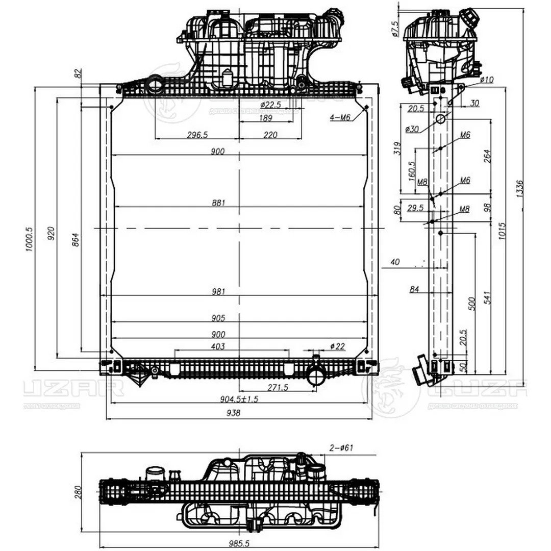 Радиатор системы охлаждения MAN TGA (02-) TGS (07-) TGX (07-) (с рамкой) (LRc 1281)