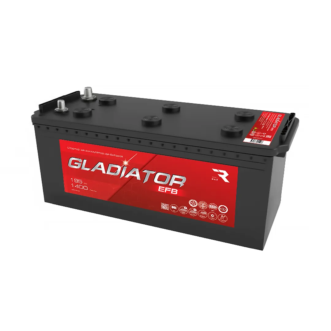 Аккумулятор GLADIATOR EFB 6CT 12В 195Ач 1400А + слева