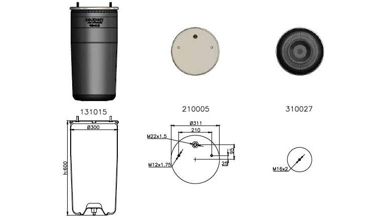 Купить Пневморессора BPW 36-1 942MB без стакана - в интернет-магазине Parts.Sotrans