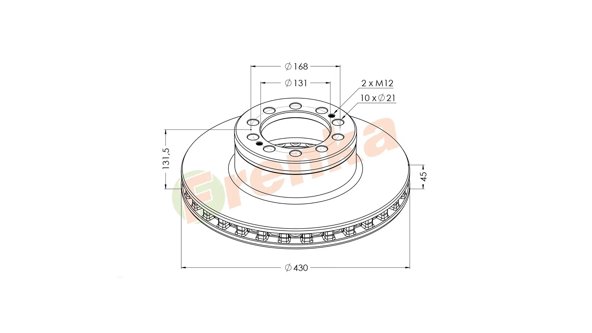 Диск тормозной MB Actros Antos 430 131x45 131 10n-168-M12x1.5