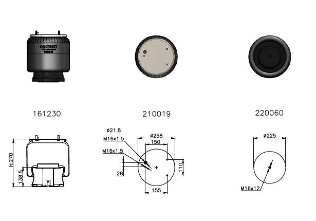 Купить Пневморессора DAF 836MK7 в сборе - в интернет-магазине Parts.Sotrans